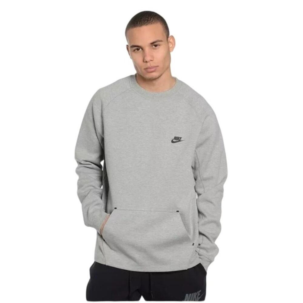 NIKE Tech Fleece Crewneck Sweatshirt Heather Gray Size Large Pullover 545163 Men